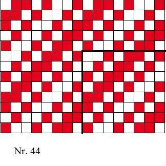 Diagram of a 2/1, 1/1, 1/2 twill.