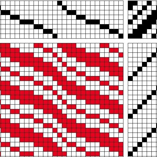 Undulating twill on 8 shafts and 8 treadles.