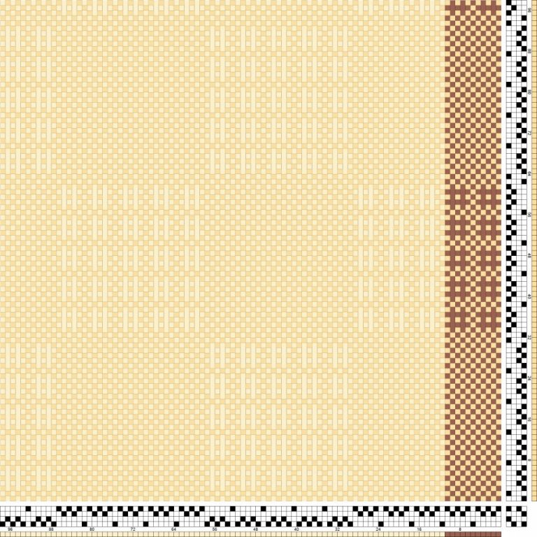 Kaflaskiptur sprangdregill, með einskeftuköflum á milli, á fjögur sköft og fjögur skammel t.d. fyrir gluggatjöld