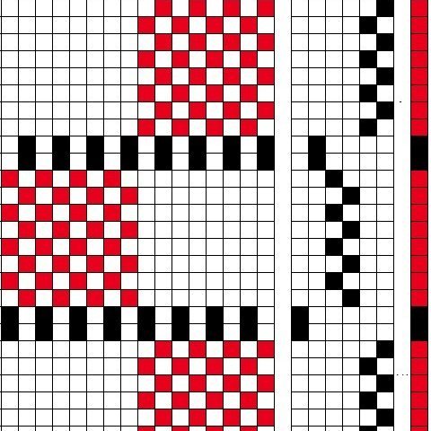 Grunnbindimunstur fyrir kniplingavefnað, einfaldan á fjögur sköft og sex skammel