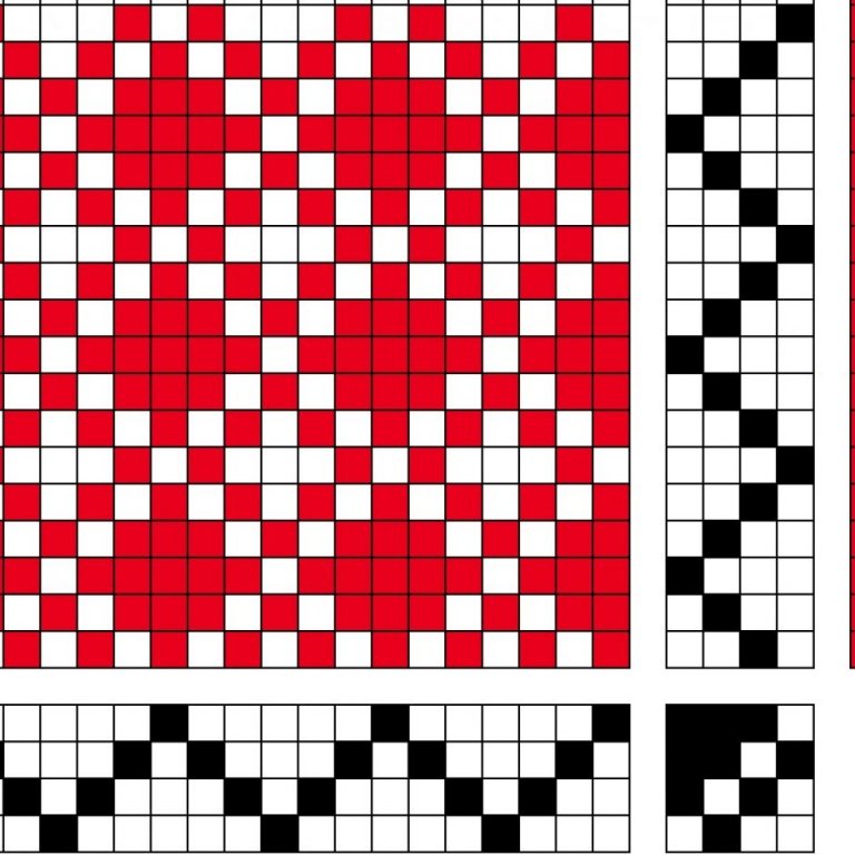 Grunnbinding fyrir vöffluvefnað á fjögur sköft og fjögur skammel