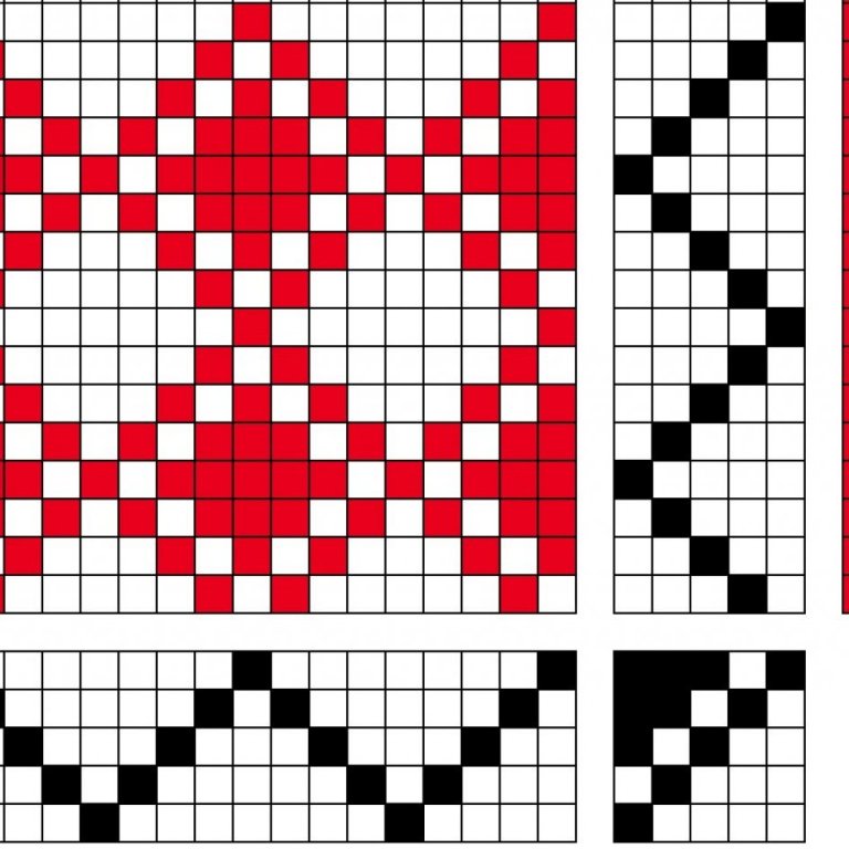 Grunnbindimunstur fyrir vöffluvefnað á fimm sköft og fimm skammel