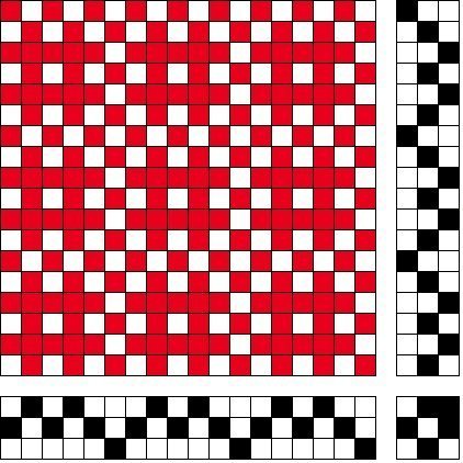 Grunnbindimunstur fyrir kóngulóarvefnað á þrjú sköft og þrjú skammel