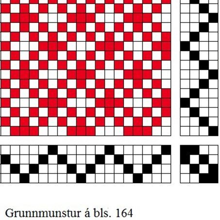 Grunnbindimunstur fyrir kóngulóarvefnaður á fjögur sköft og fjögur skammel með odda inndrætti og oddastigi