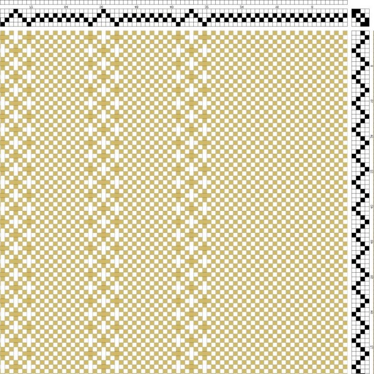 Color draft for self-patterned weave on 4 shafts and 4 treadles. Suitable for curtains.