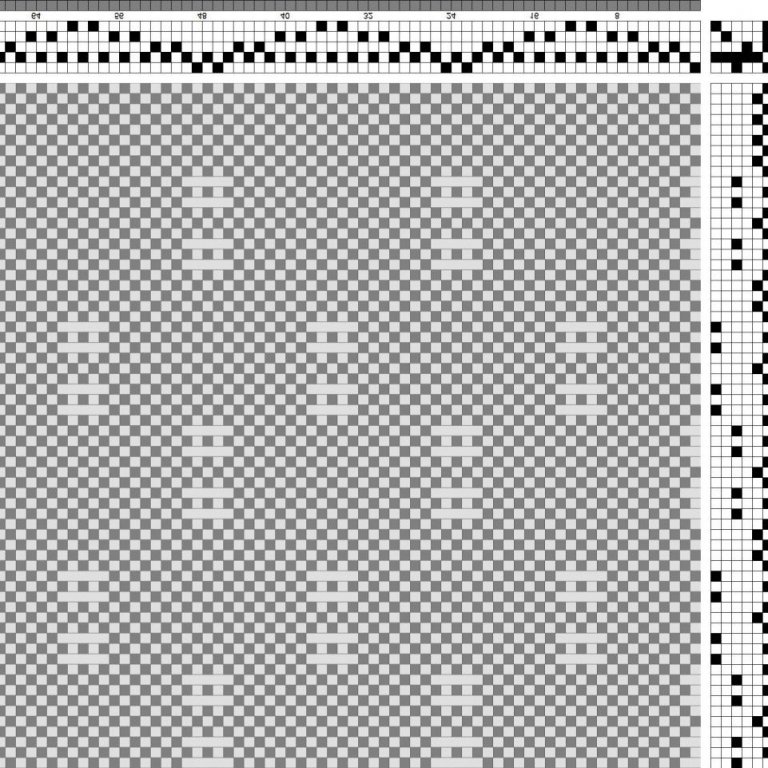 Draft for self-patterned weave on 5 shafts and 6 treadles.