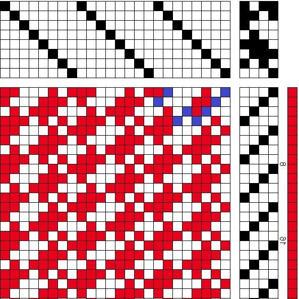 Self-patterned weave (crepe) on 8 shafts and 4 treadles.