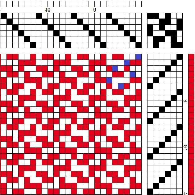 Self-patterned weave (crepe) on 6 shafts and 6 treadles.