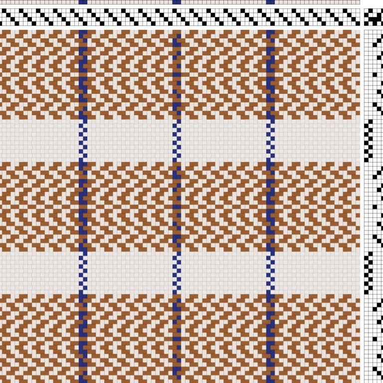 Color draft for self-patterned weave on 4 shafts and 6 treadles.