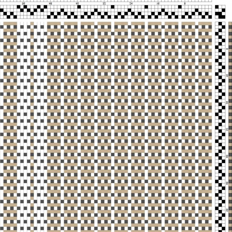 Color draft for self-patterned weave on 4 shafts and 3 treadles.