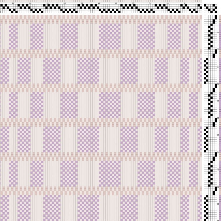 Color draft for hulpiket (honeycomb) on 4 shafts and 6 treadles.