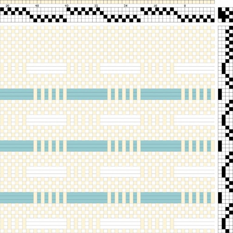 Color draft for hulpiket on 4 shafts and 4 treadles.
