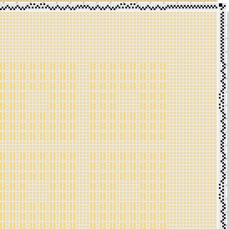 Color draft for mock leno on 4 shafts and 4 treadles, suitable for curtains or think fabric.