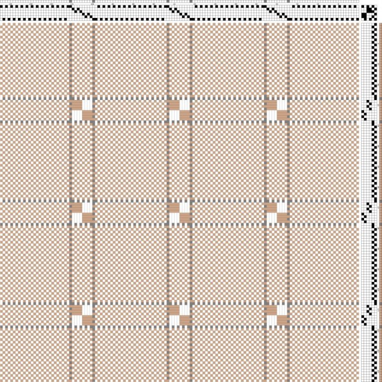 Color draft for self-patterned tabby on 6 shafts and 6 treadles.