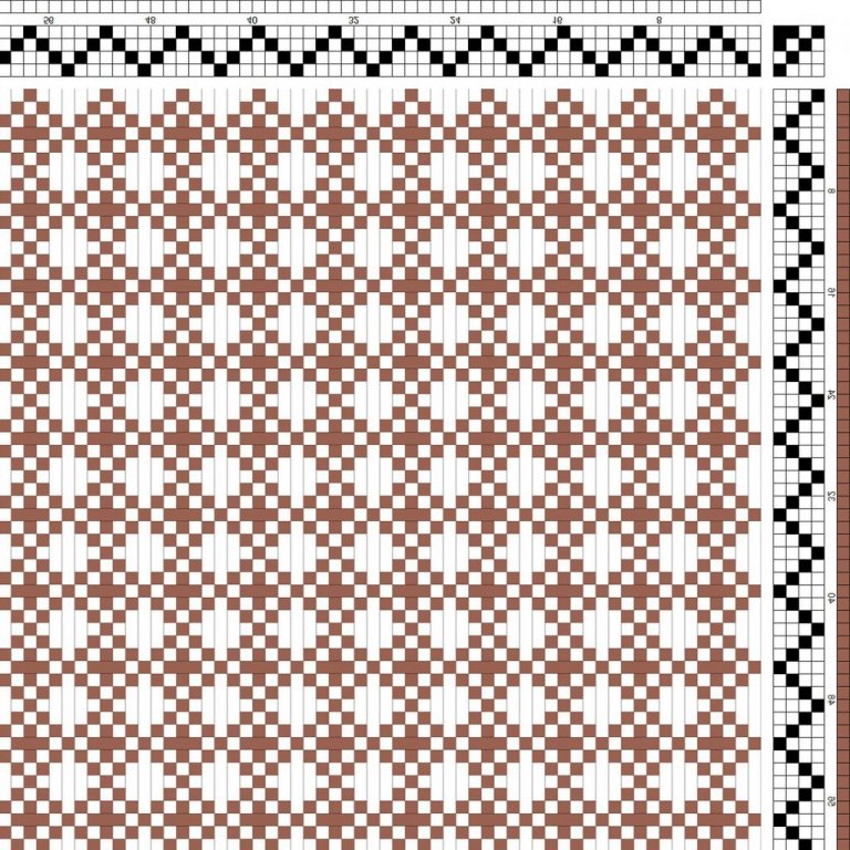 Color draft for waffle weave on 4 shafts and 4 treadles.