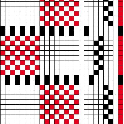 Simple hulpiket (honeycomb) on 4 shafts and 6 treadles.