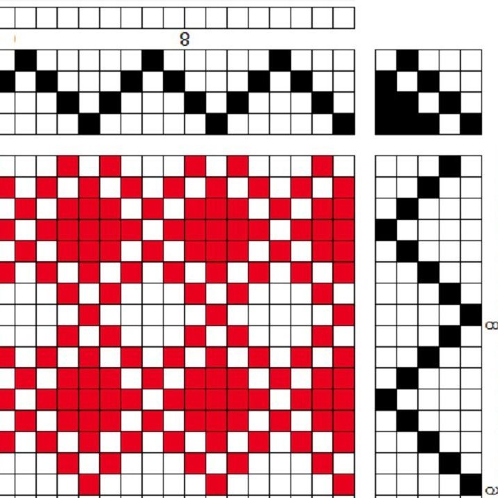 Waffle weave on 4 shafts and 5 treadles.