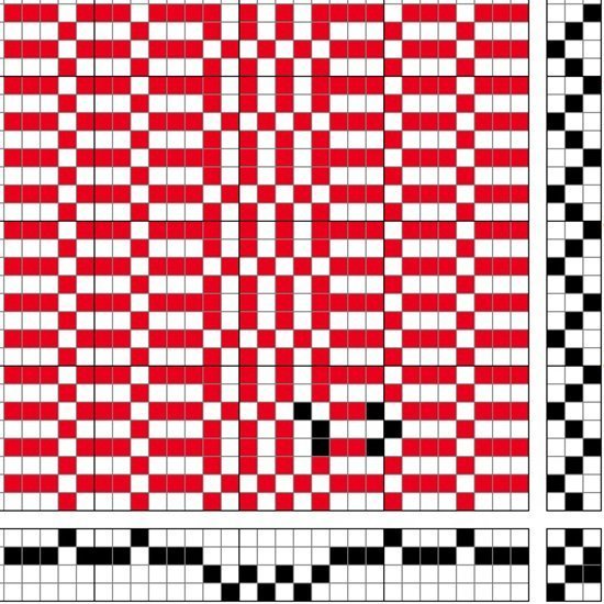 Grunnbindimunstur fyrir samsetta bindingu á fjögur sköft og þrjú skammel
