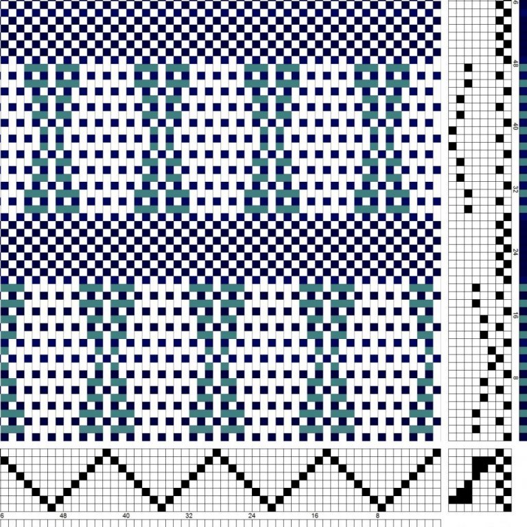 Bindi- og litamunstur fyrir sametta bindingu á átta sköft og átta skammel