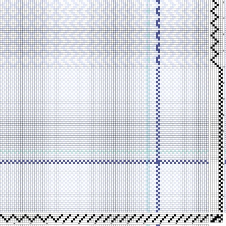 Bindi- og litamunstur fyrir sametta bindingu á fjögur sköft og sex skammel